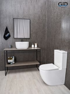 Раковина Gid N9302wg 51220 накладная белая матовая / белая графит 45x32x22